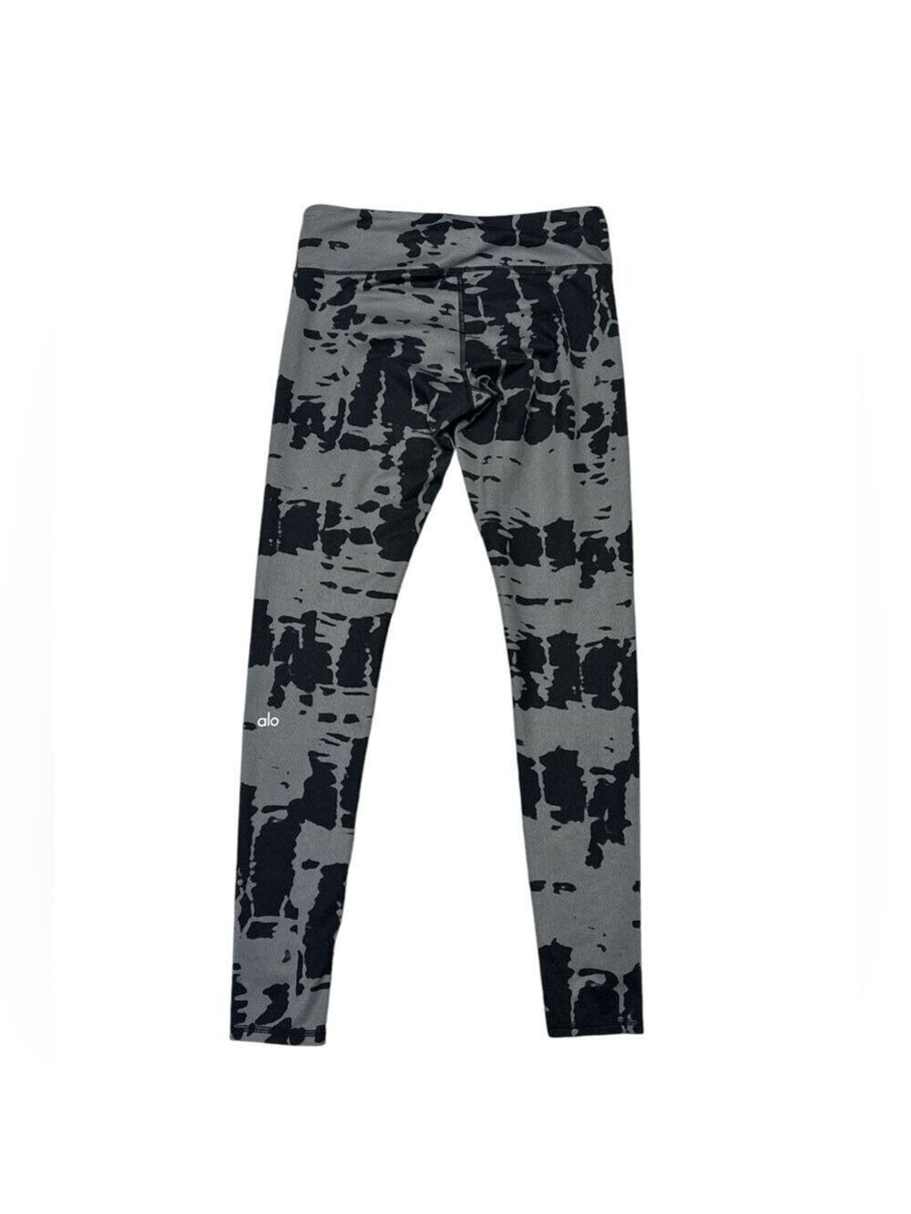 Alo Yoga Women's Tie Dye Leggings Black Gray Activewear Full-Length Size S